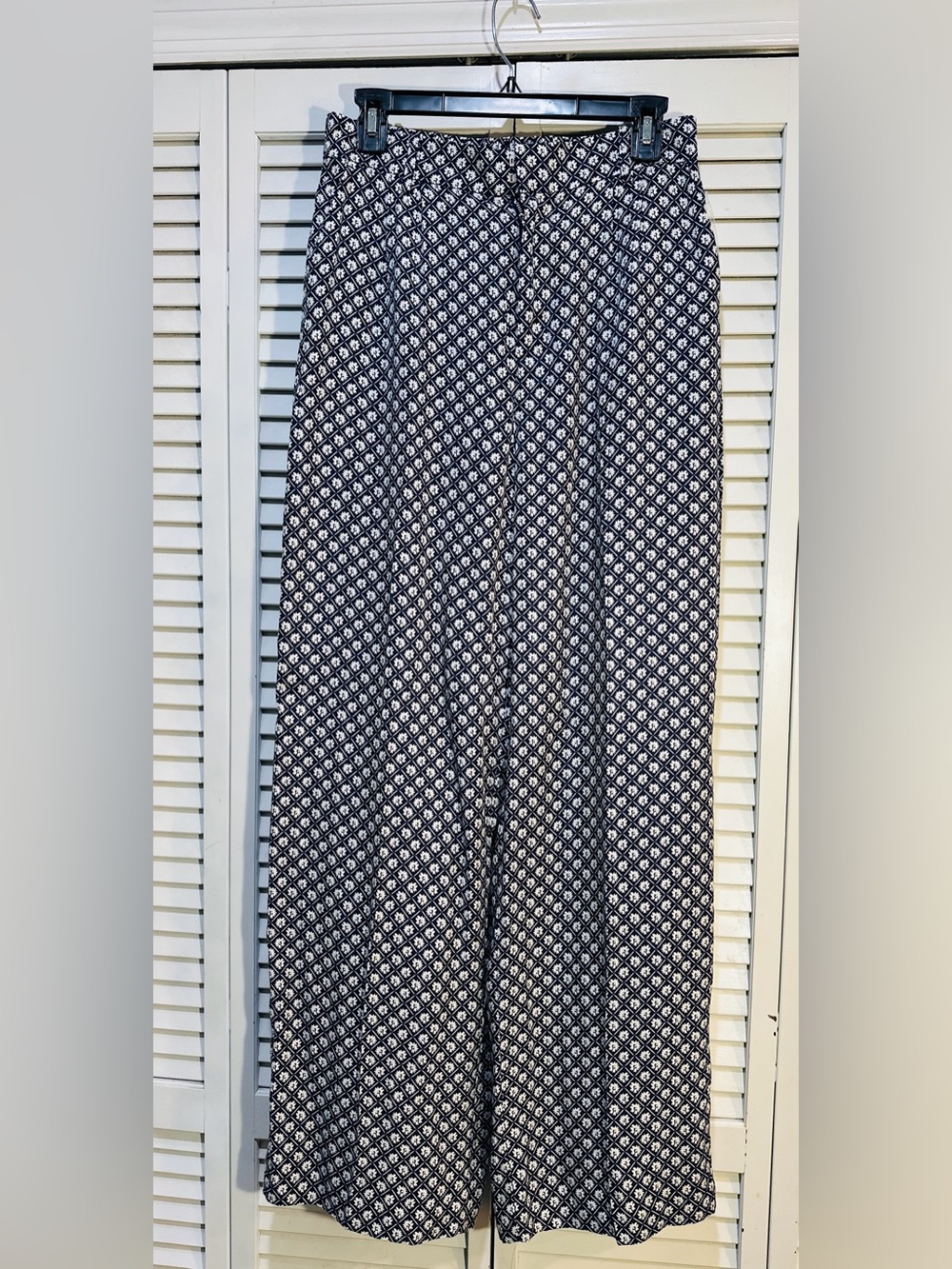 NWT Navy White Wide Leg Palazzo Pants Silk Blend High Rise Size 6 - Picture 3 of 16
